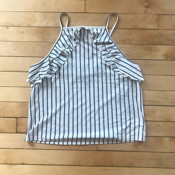 American Eagle Outfitters Tops - Striped High Neck Crop Top